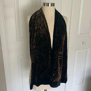 Velvet scarf- black and orange paisley print
